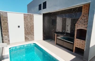 CAS261361 Casa Nova à Venda no Nova Itanhaém – 02 Dormitórios com Piscina